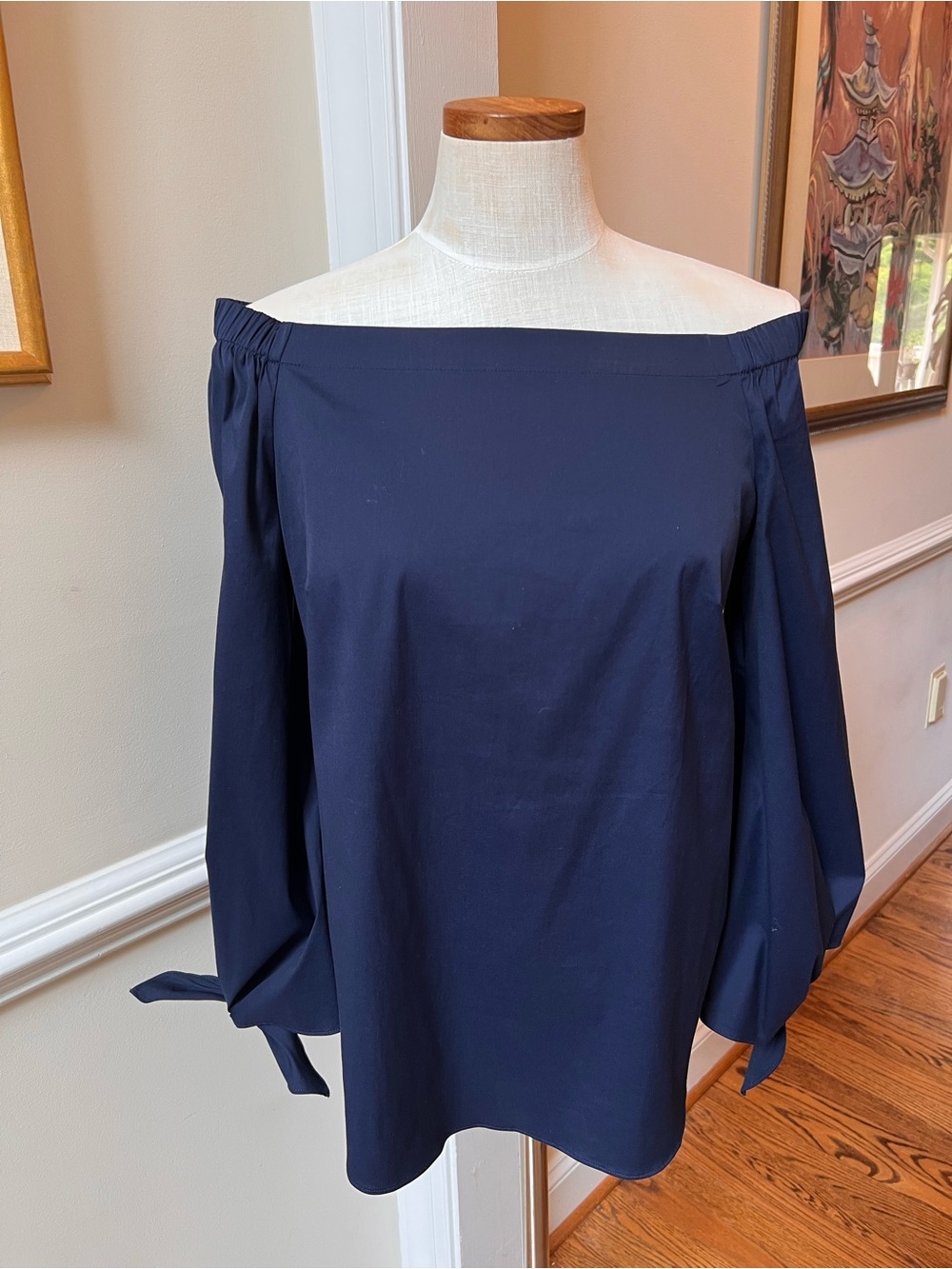 White House Black Market Navy Off-Shoulder Blouse